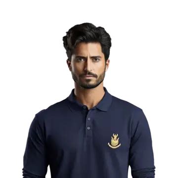 Camisa Pólo Azul Marinho Manga Completa Para Homem Modelo De Foto De