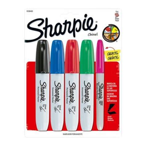 Marcador Permanente Sharpie Punto Cincel Varios Colores 4 Pzas Walmart