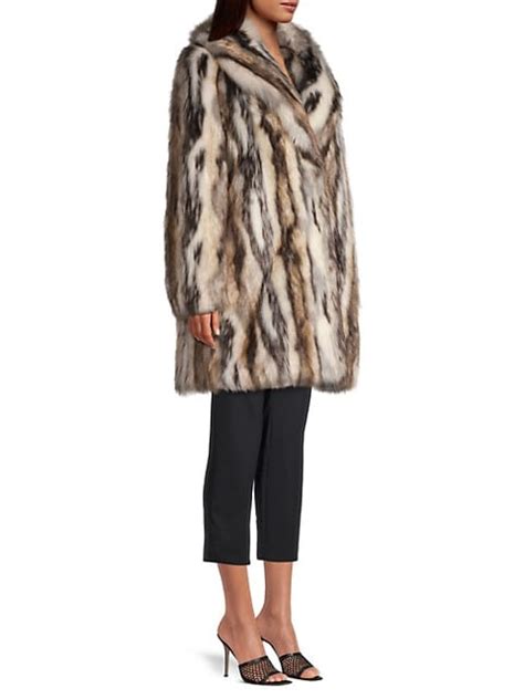 Shop Donna Karan New York Oversized Shawl Collar Faux Fur Coat Saks