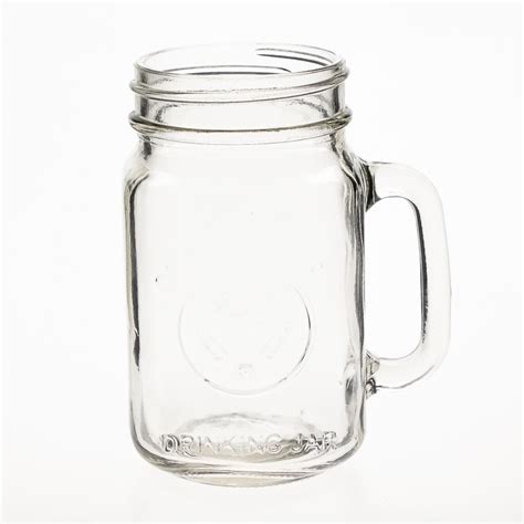 Glass Drinking Jar With Handle 12oz Empty Mason Jar With Straw High Quality Glass Drinking Jar