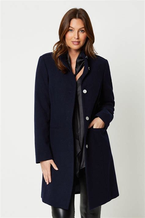 Jackets And Coats Funnel Neck Faux Wool Coat Wallis