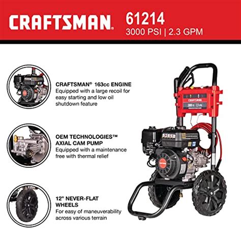 Craftsman Cmxgwfn061214 3000 Psi Gas Pressure Washer 2 3 Gpm Craftsman Engine Includes Spray