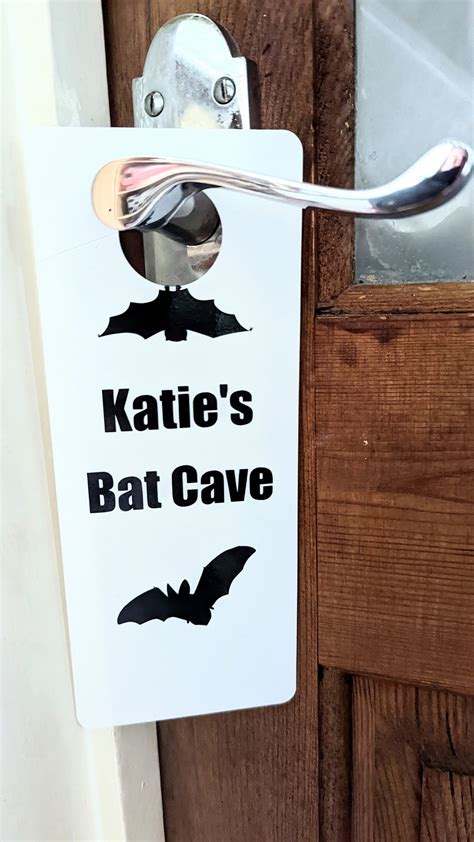 Personalised Door Hanger Bat Cave Sign Custom Etsy