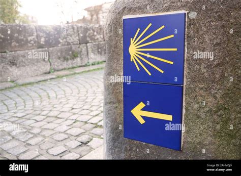 Way Of St James Sign Yellow Scallop Sign Pilgrimage To Santiago De