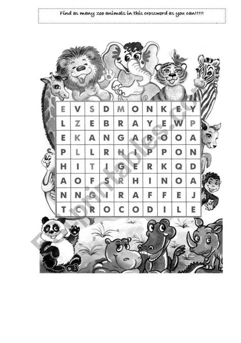 Zoo Word Search Puzzles Printable