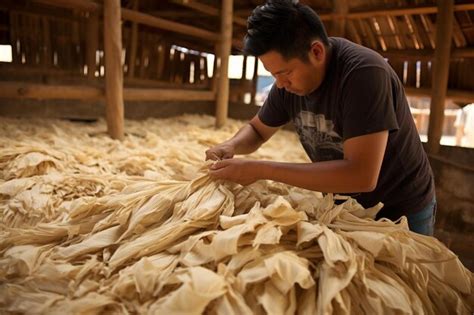 Corn Husks Being Prepared For Traditional Cra Corn Photo Background