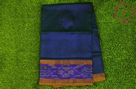 Tvis And Bliss Peacock Blue And Yellow Uppada Silk Saree With Small