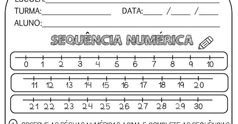 Atividade Pronta SequÊncia NumÉrica Do 0 Ao 30 A Arte De Ensinar E Aprender