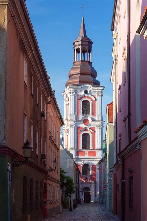 Facades Of Old Colorful Houses On The Town Hall Square In Poznan Stock