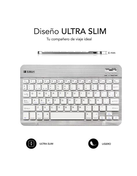 Subblim Teclado Smart Bluetooth Para Tablet Y Smart Tv Plata