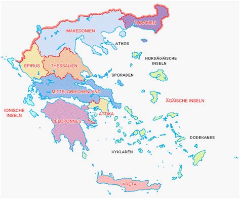 Landkarte Griechenland Regionen Griechenlands Weltkarte