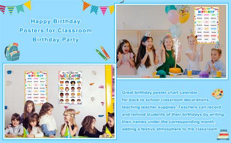 Amazon Flyab Confetti Happy Birthday Chart For Classroom