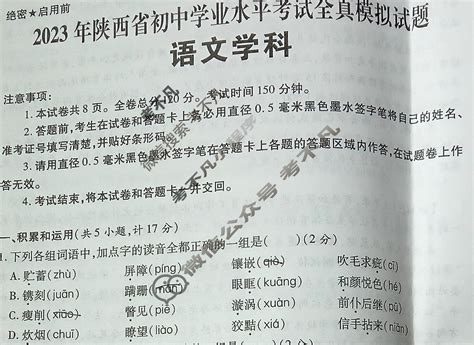 [2023年]陕西省初中学业水平考试全真模拟试题语文a试题 考不凡