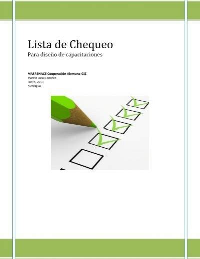 Lista De Chequeo Para Capacitaciones Pdf Masrenace