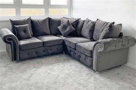 Melina Grey Velvet Corner Sofas Lycroft Interiors Atelier Yuwa Ciao Jp