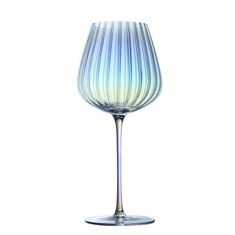 Iridescent Wine Glasses Melodious Ribbed Glasscias