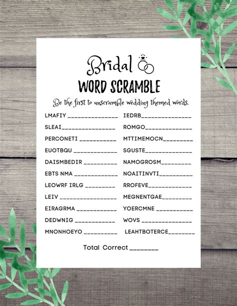 Bridal Word Scramble Game Bridal Shower Game Printable Etsy Canada