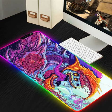 800*300 Large RGB Mouse Pad Gamer CS GO Mouse Mat Locked LED Lighting ...