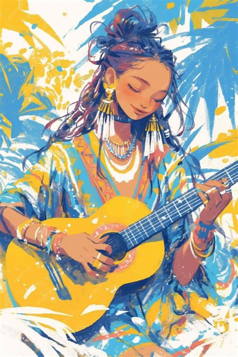 Premium Vector | Indigenous Australian Female Musician in Her 30s ...