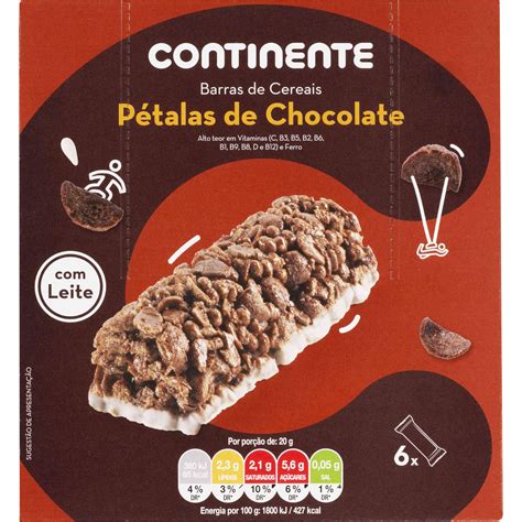 Barras De Cereais Chocolate E Leite Continente Emb 120 Gr 6 Un