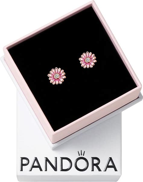 Pandora Pink Daisy Flower Stud Earrings Stackable