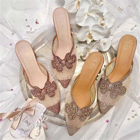 Jual Rose Gold Selop Sandal Sepatu Pesta Wanita Block Heels 5cm AVEDA