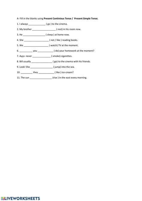 Present Continuous Tense Vs Present Simple Tense Worksheet Teaching Vowels Present Continuous