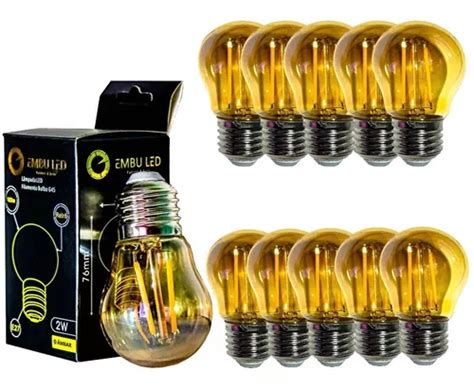 Kit L Mpada Filamento Led G Vintage Retro Carbono Ambar Cor Da Luz