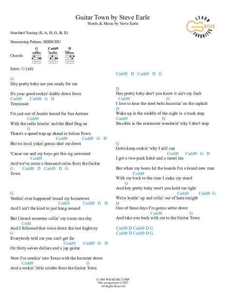 Steve Earle Guitar Town Chords