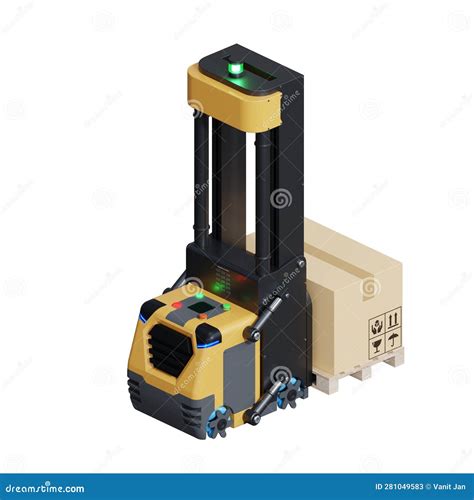 Agv Forklift Isolated On Transparent Background D Rendering Stock