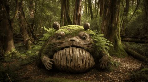 Wooden Totoro In The Forest Background 3987 Totoro Forest Hd