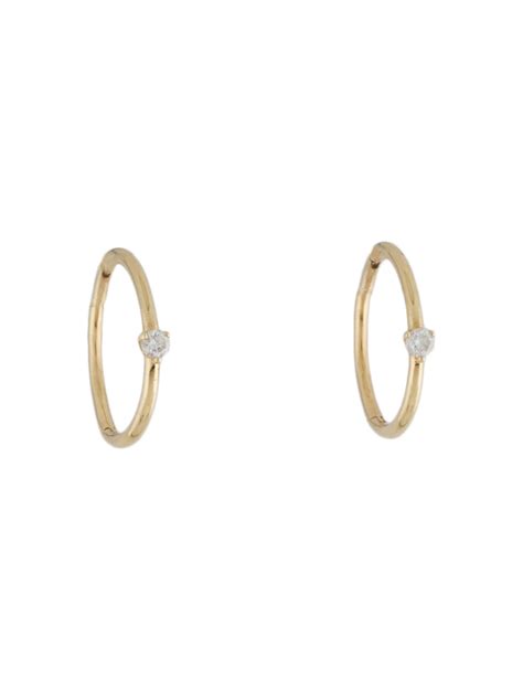 The Last Line 14k Diamond Huggie Hoop Earring 14k Yellow Gold Hoop