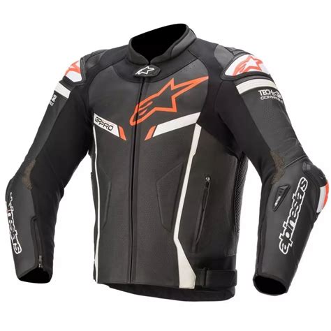 Blouson Alpinestars GP Pro V2 Noir Blanc Rouge Fuo Blanc Fluo Noir