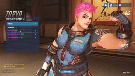 Overwatch Zarya Skins Emotes Poses And Intros Youtube