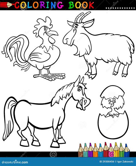 Animaux De Ferme De Bande Dessinée Pour Livre De Coloriage Image libre