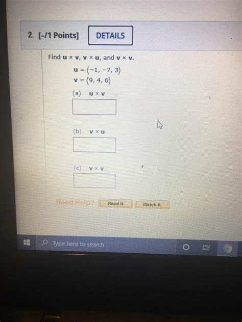 Solved Points Details Find U Xv V Xu And Vx V U Chegg