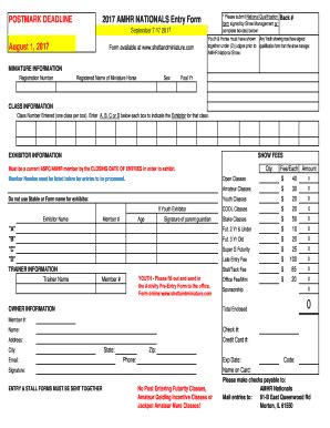 Fillable Online Amhr Nationals Entry Form Fax Email Print Pdffiller