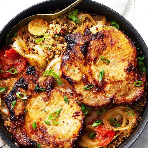 One Pan Baked Pork Chops With Quinoa Recipe Baked Pork Chops Recipe