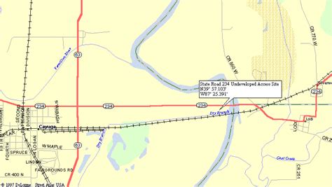 Map to State Road 234 public access boat launch point on Wabash River ...