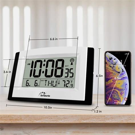 WallarGe Digital Wall Clock Autoset Atomic Clock With Temperature And