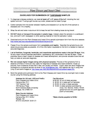 Fillable Online Cals Ncsu GUIDELINES FOR SUBMISSION OF TURFGRASS