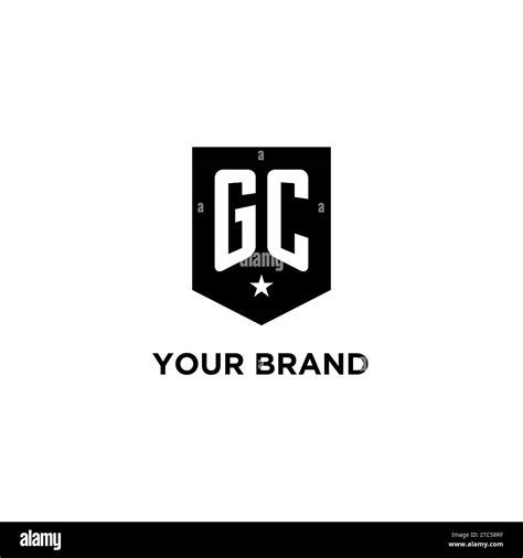 Gc Monogram Initial Logo With Geometric Shield And Star Icon Design