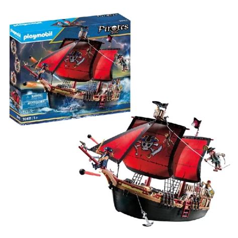 PLAYMOBIL 70411 Pirates Large Floating Pirate Ship with Cannon - Click Europe