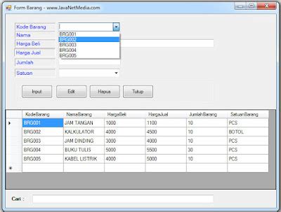 Vb Net Memunculkan Item Tabel Database Di Combobox Java Media Kita