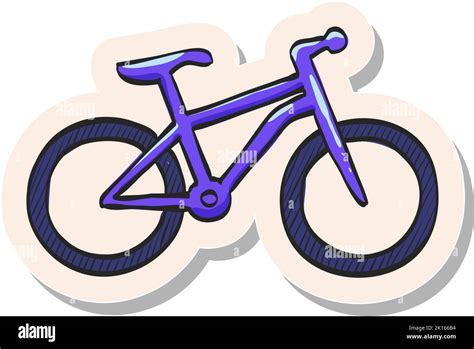 Hand Drawn Mountain Bike Icon In Sticker Style Vector Illustration