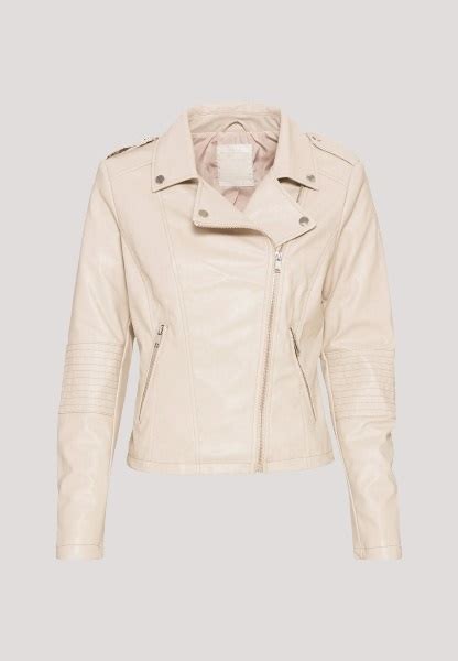 Cream Faux Leather Jacket Color Jackets