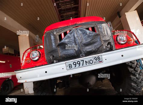 Saint Petersburg Russia April Turntable Ladder Fire Truck