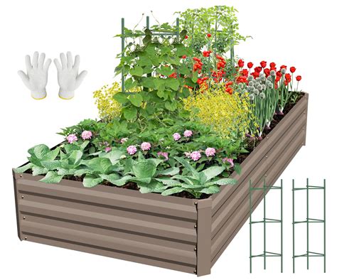 SONFILY Raised Garden Bed Metal Raised Garden Bed Outdoor Kit Garden ...