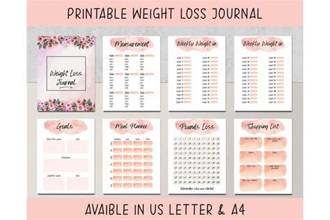 Paper Calendars & Planners Weight Loss Planner Insert Weight Loss ...