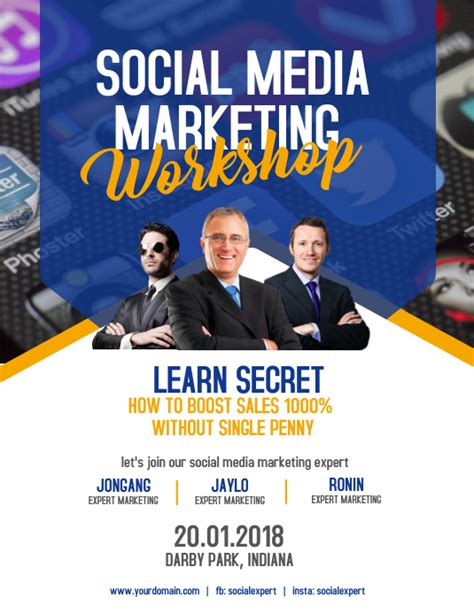 Social Media Marketing Workshop Flyer Poster Template Postermywall